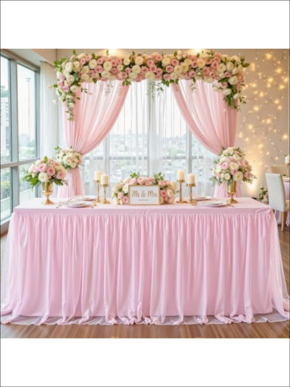 Tulle Tablecloth Ruffle Skirt for 6ft Rectangle Tables Stretch Spandex
